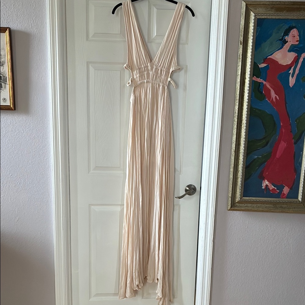 NWOT Boho Greek Goddess Cream Maxi Dress -never worn!
